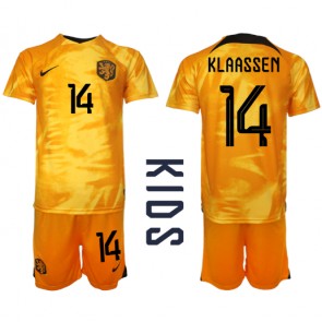 Maillot de foot Pays-Bas Davy Klaassen #14 Domicile enfant Monde 2022 Manches Courte (+ pantalon court)